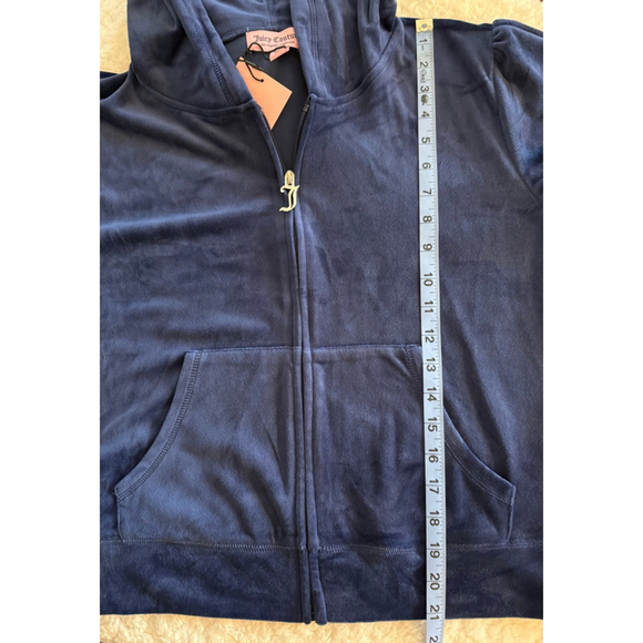 Women's Juicy Couture Velour Set XL Blue Hoodie & Shorts - Picture 14 of 16
